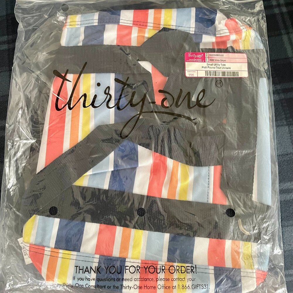 Thirty-one Small Utility Tote- Vista Stripe